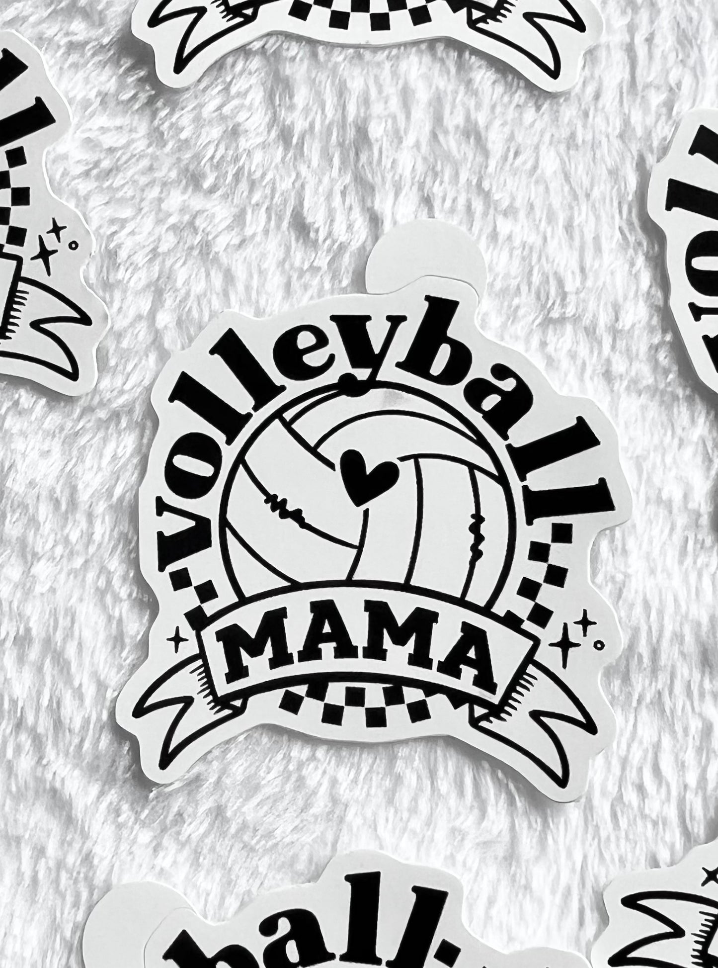 Retro Checkered Volleyball Mama Sticker