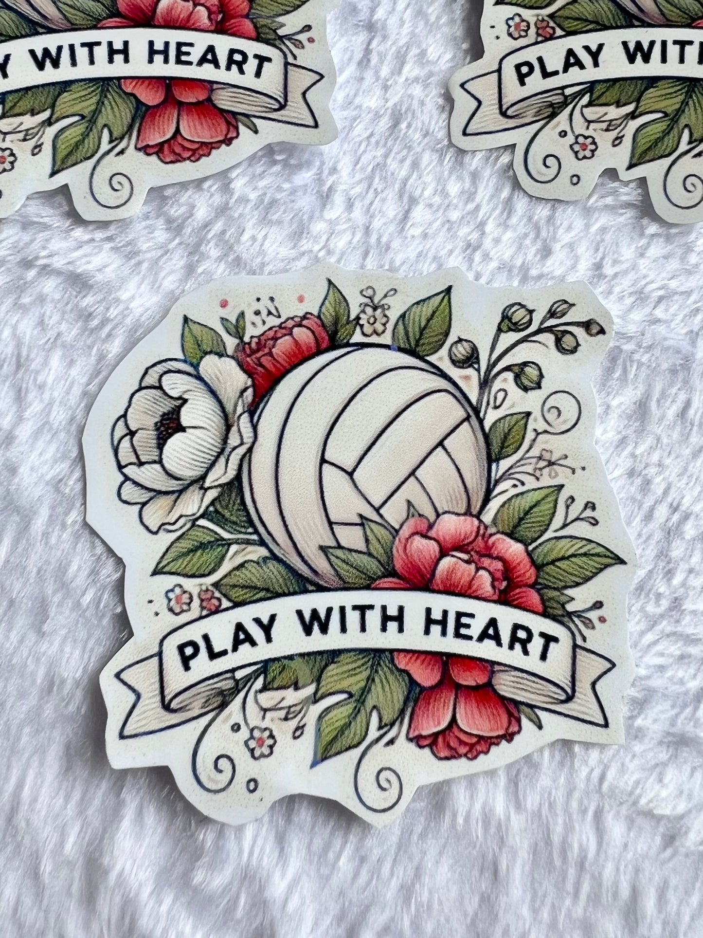 Play With Heart Volleyball Sticker