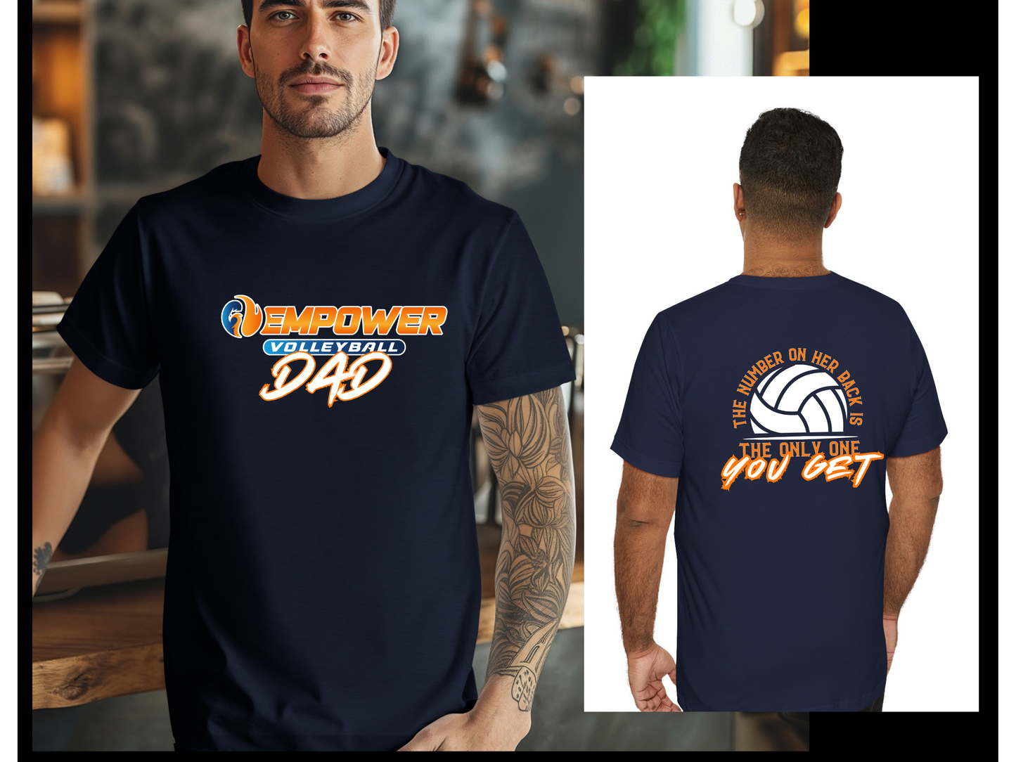 Empower Volleyball Dad Tshirt- The Number on Her Back