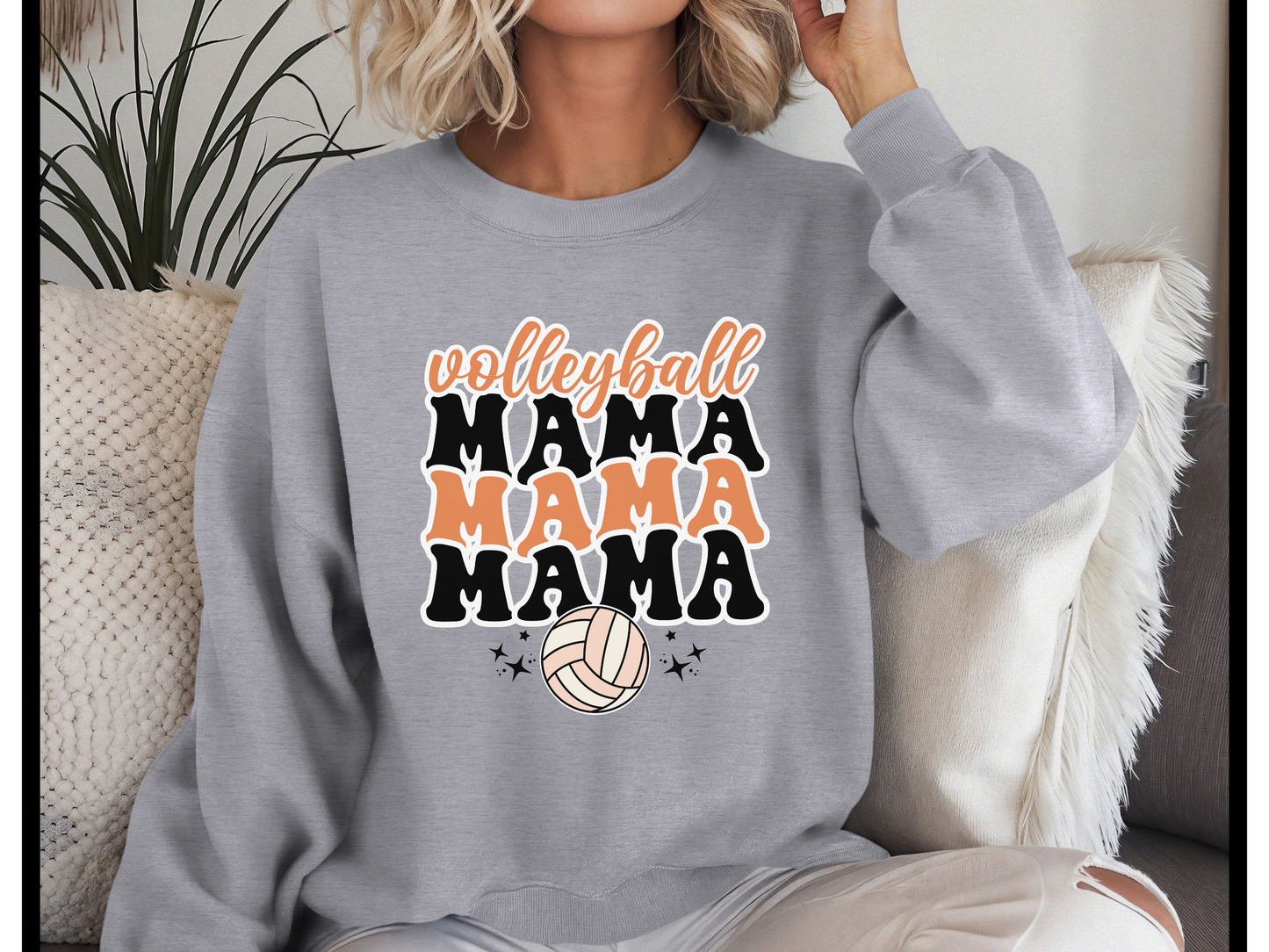 Retro Volleyball Mama Mama Mama Crewneck