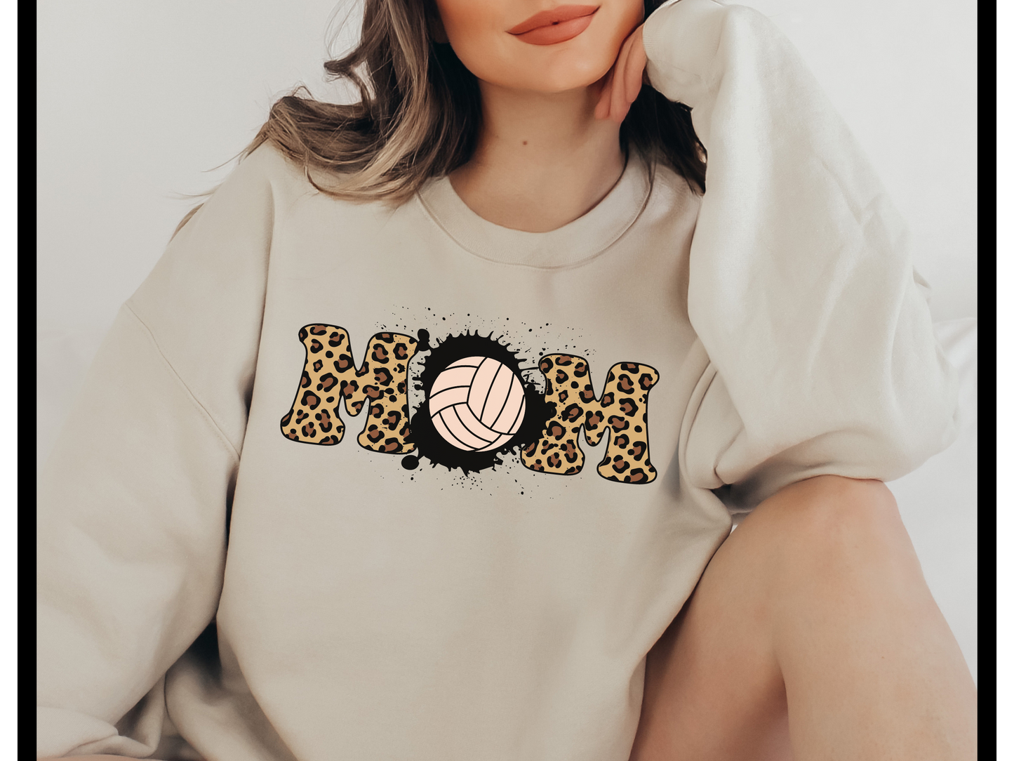 Leopard Print Volleyball Mom Crewneck Sweatshirt