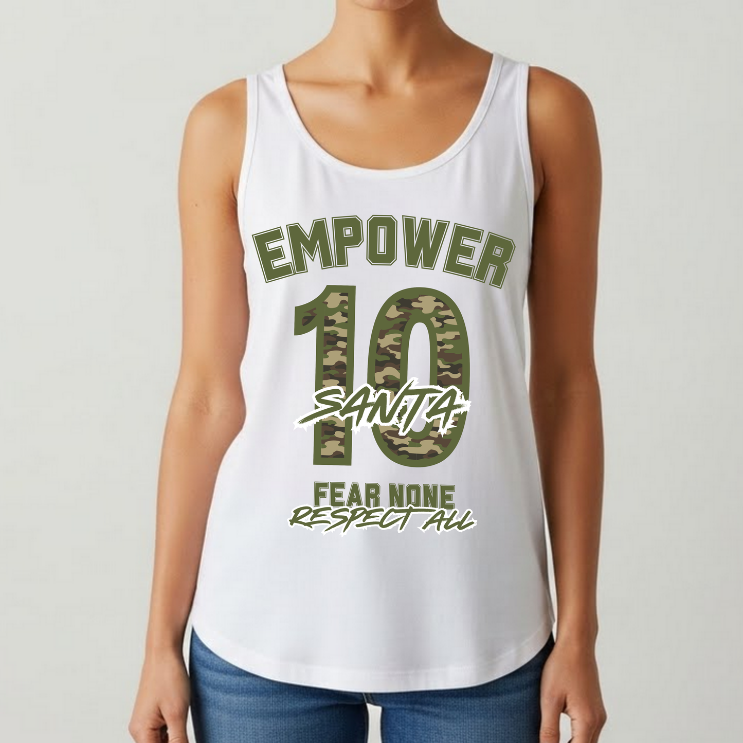 Custom Empower  Green Camo Number Tank – Fear None Respect All