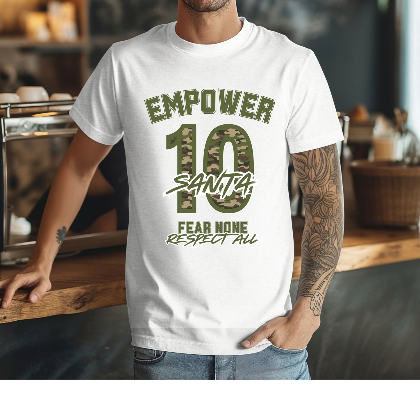 Custom Empower Green Camo Player Tee – Fear None Respect All Edition