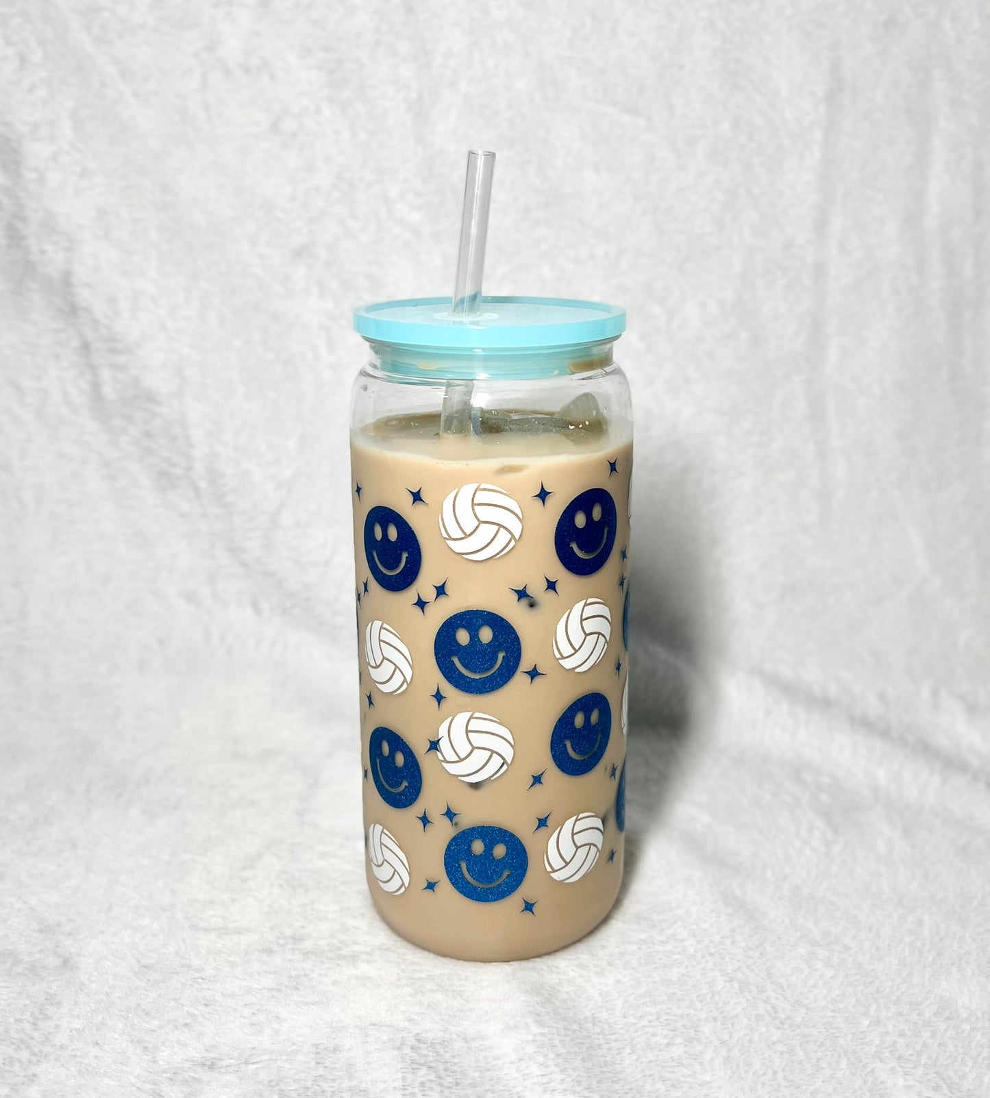 Volleyball Smiley Acrylic Cup 20 oz. – Color Lids (Gold, Blue, Pink, Purple)