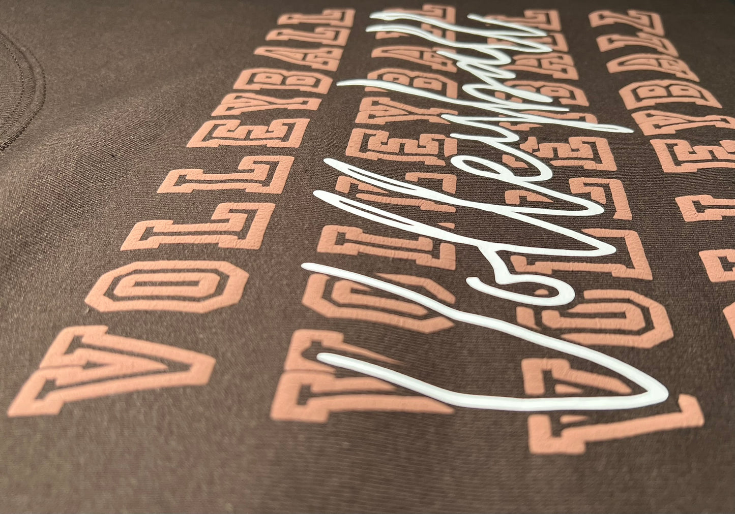 Puff Textured Volley Vibes Sweatshirt – Cozy Game Day Crew (Brown & Black)