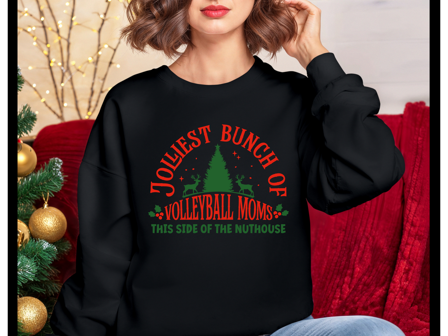 Jolliest Bunch of Volleyball Moms Crewneck