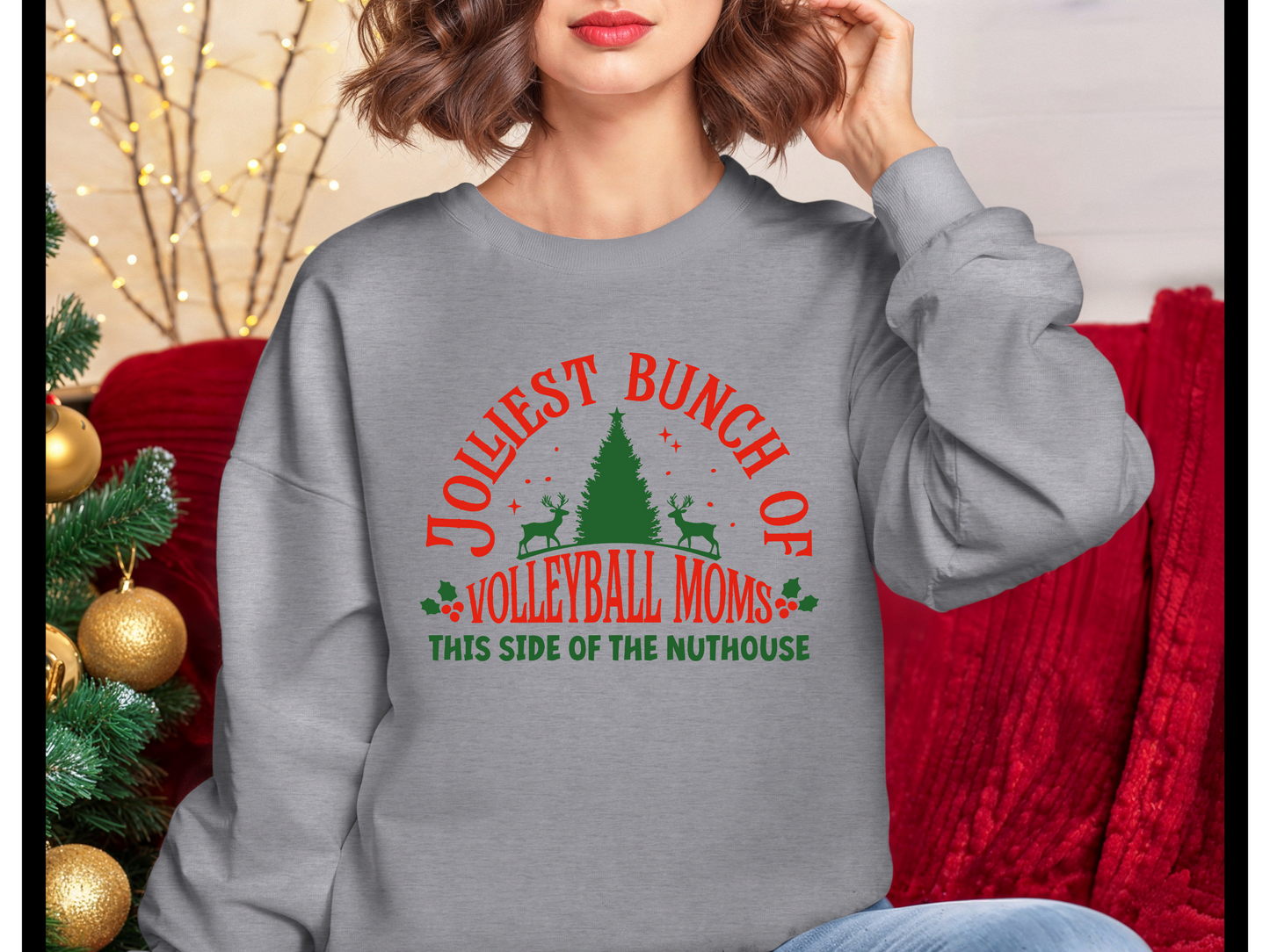 Jolliest Bunch of Volleyball Moms Crewneck